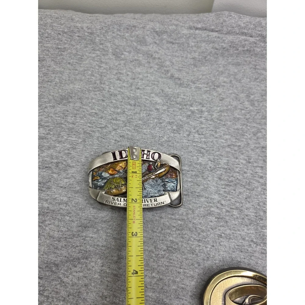 Vintage Siskiyou Idaho Salmon River Enamel Belt Buckle